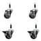 Service Caster 3'' Thermoplastic Rubber Wheel Swivel 7/8'' Expanding Stem Caster Set 2 Brakes, 4PK SCC-EX20S314-TPRB-2-PLB-2-78 - alternate 1